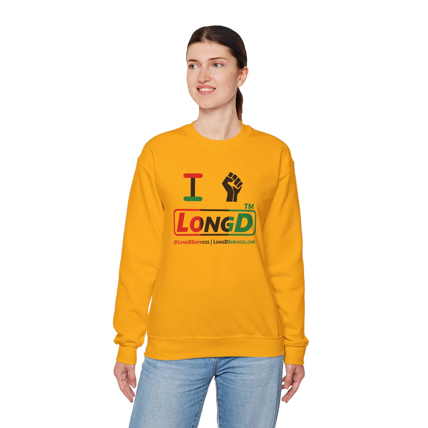 I fist LongD positive vertical 3-striped tag-domain logo crewneck sweatshirt