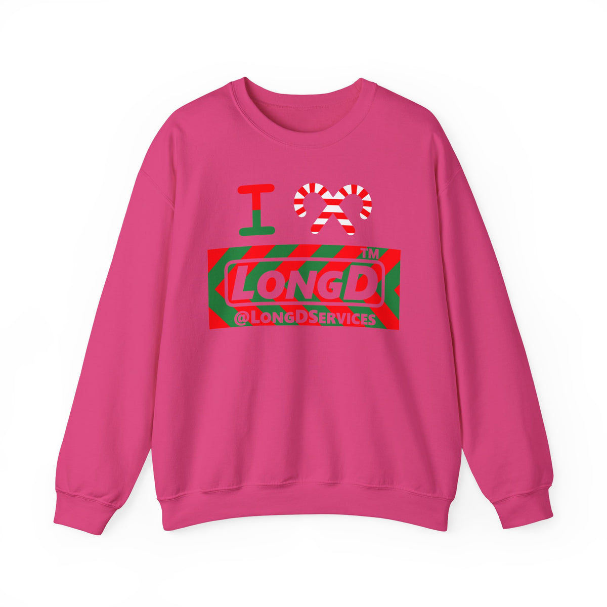I candy cane LongD Tag negative leftward chevron logo crewneck sweatshirt