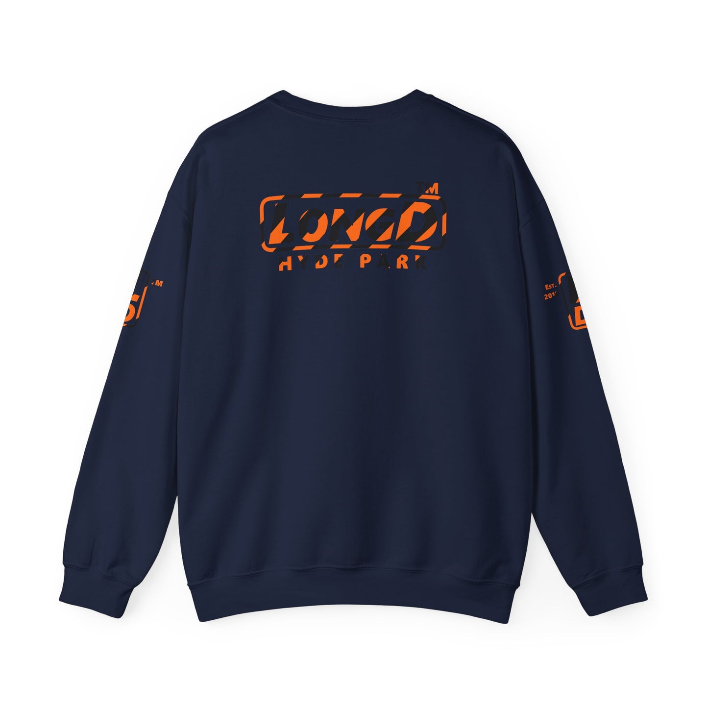 LongD Hyde Park positive 12-striped 4-print logo (Halloween colors) crewneck sweatshirt