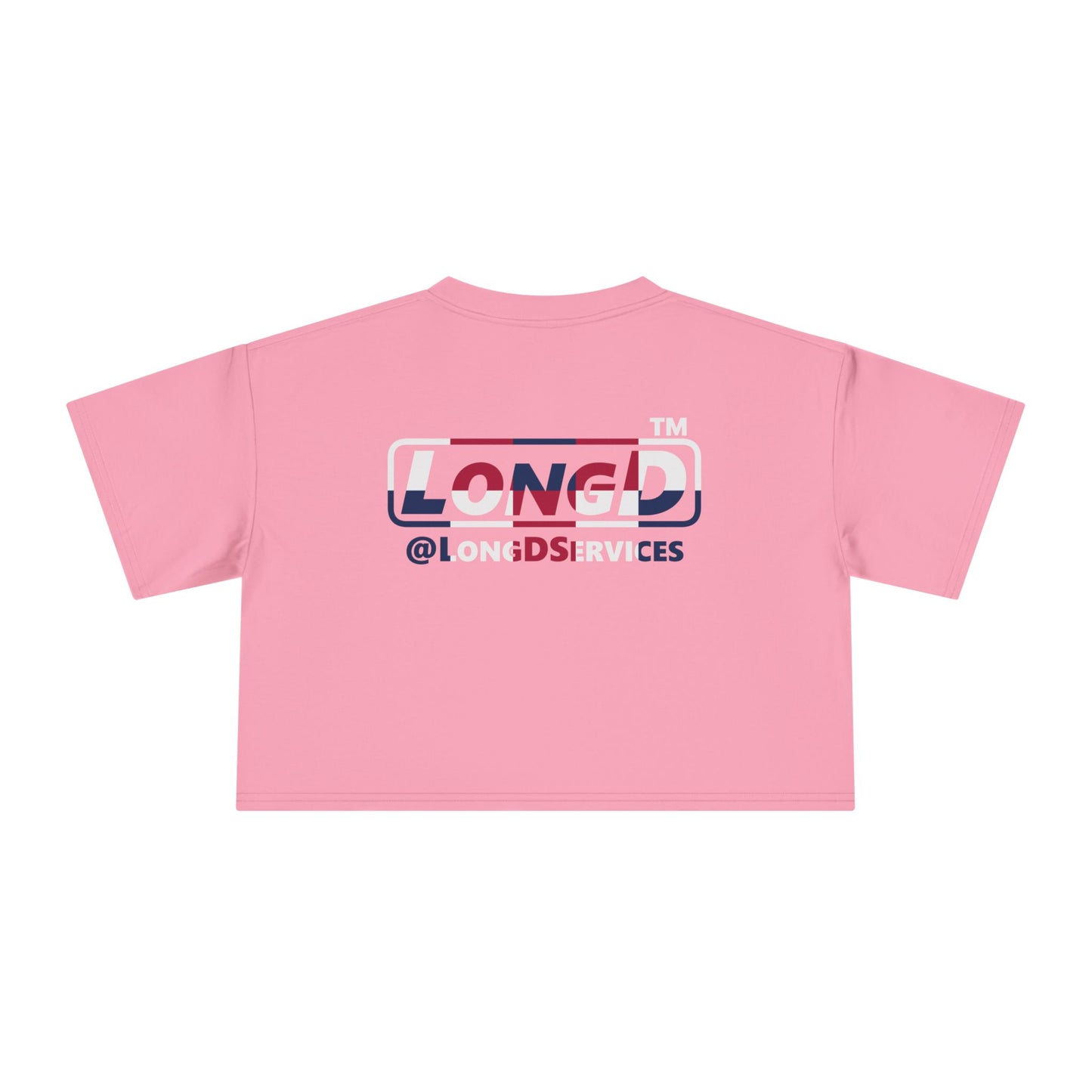 I firecracker LongD positive 2x5 single-breasted front-back Hyde Park Logo Crop Tee (Patriotic colors)