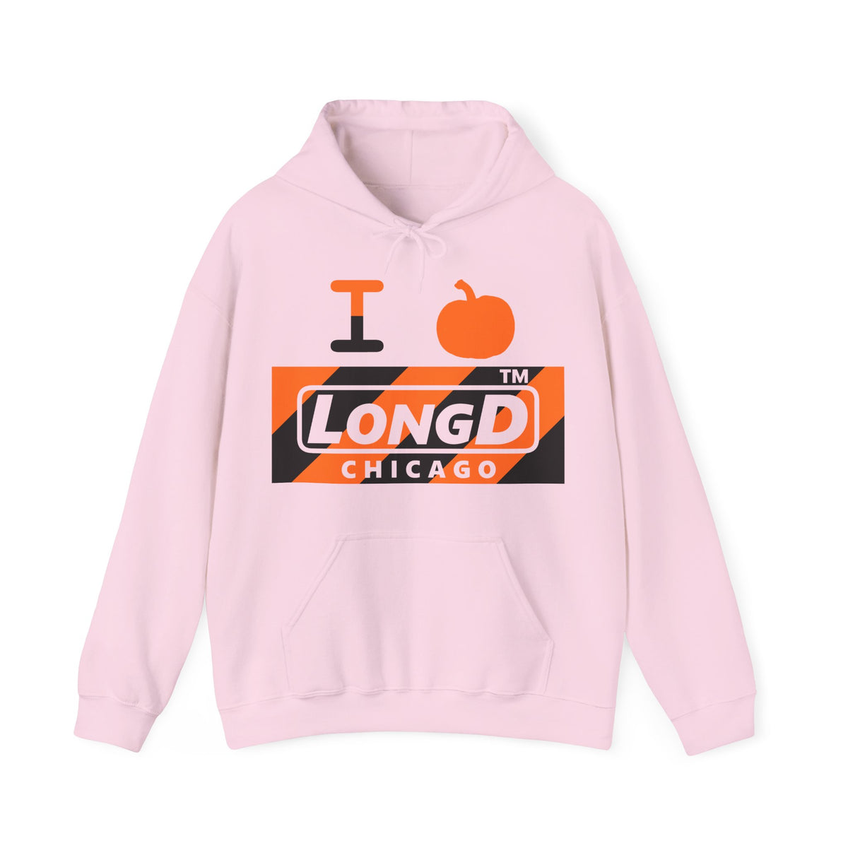 I pumpkin LongD Chicago negative diagonal 6-striped logo hoodie
