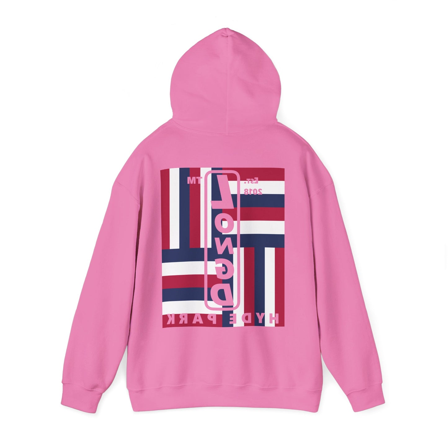 LongD single-breasted negative windmill front-back Hyde Park upright logo hoodie (Patriotic colors)