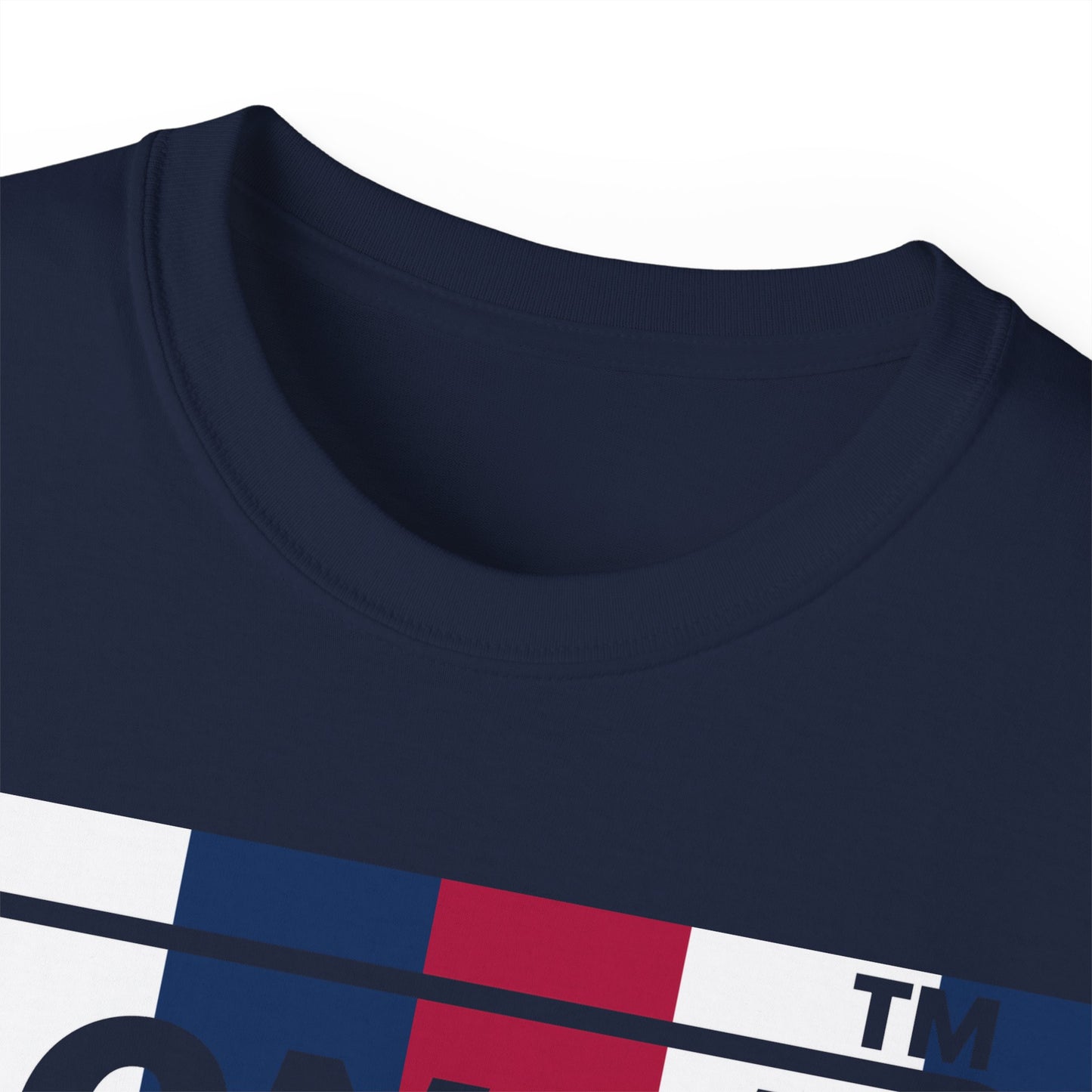 LongD negative vertical 6-striped Hyde Park logo cotton tee (patriotic colors)