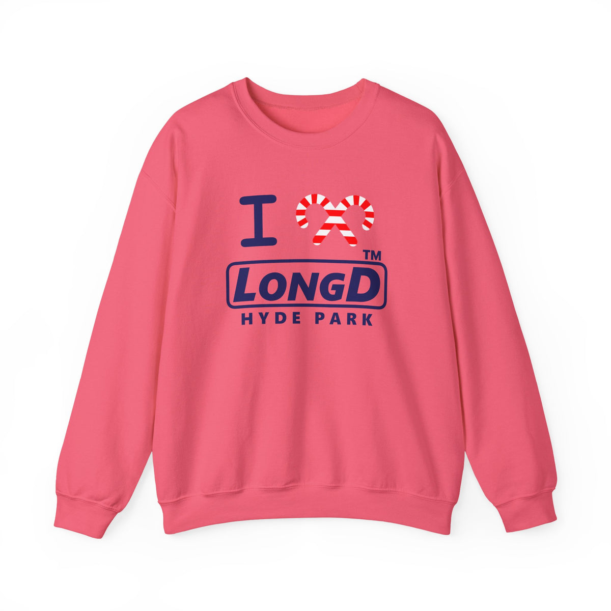 I candy cane LongD Hyde Park positive official basic navy front-back logo crewneck sweatshirt