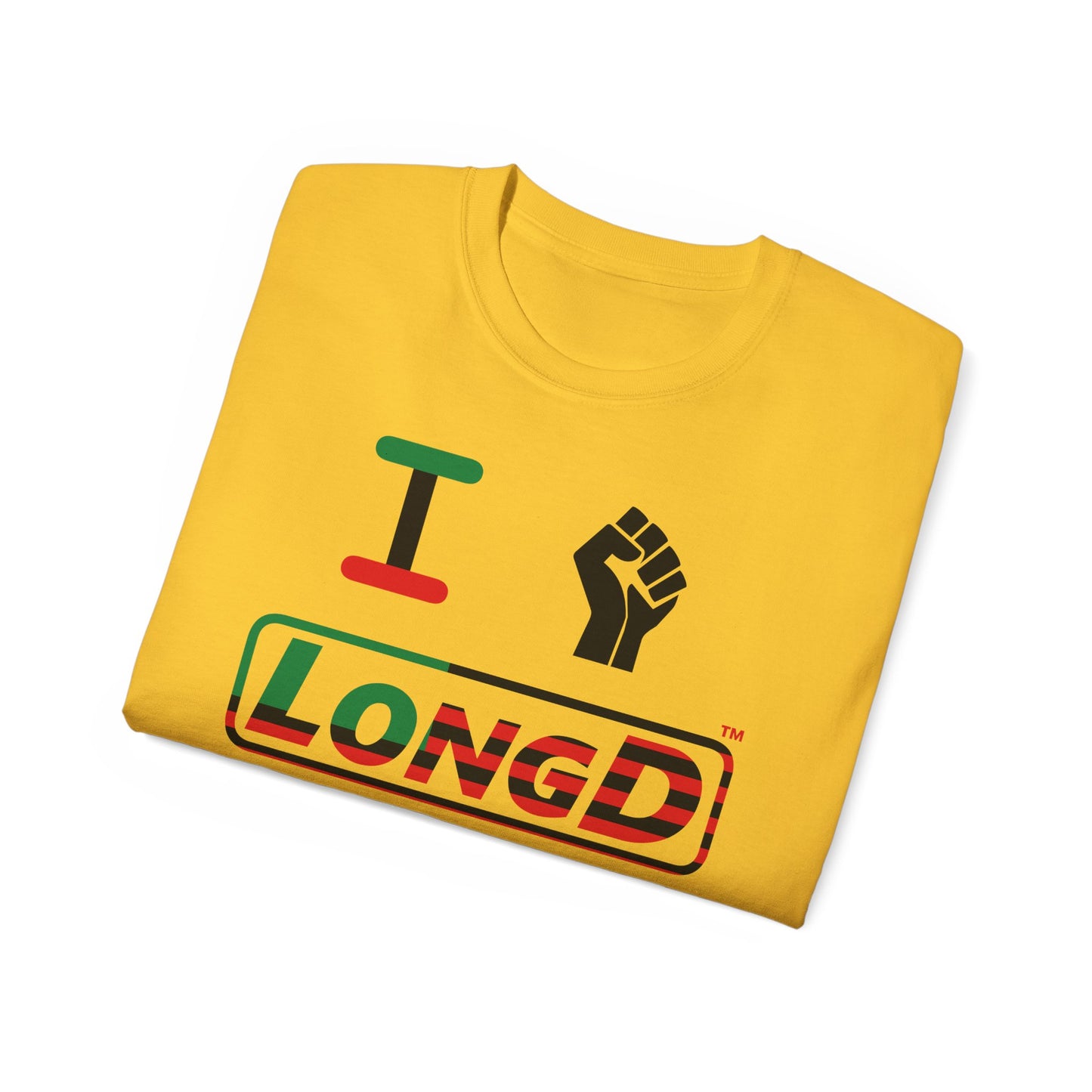 I Fist LongD® Logo Cotton Tee Juneteenth black fist positive flag