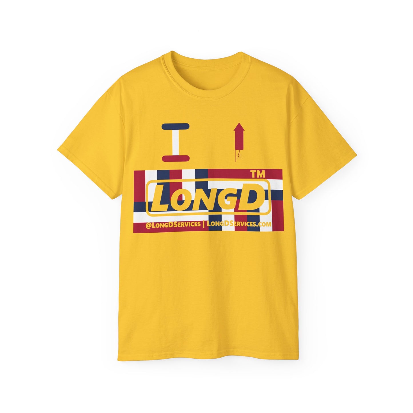 I firecracker LongD negative modified windmill tag-domain logo cotton tee