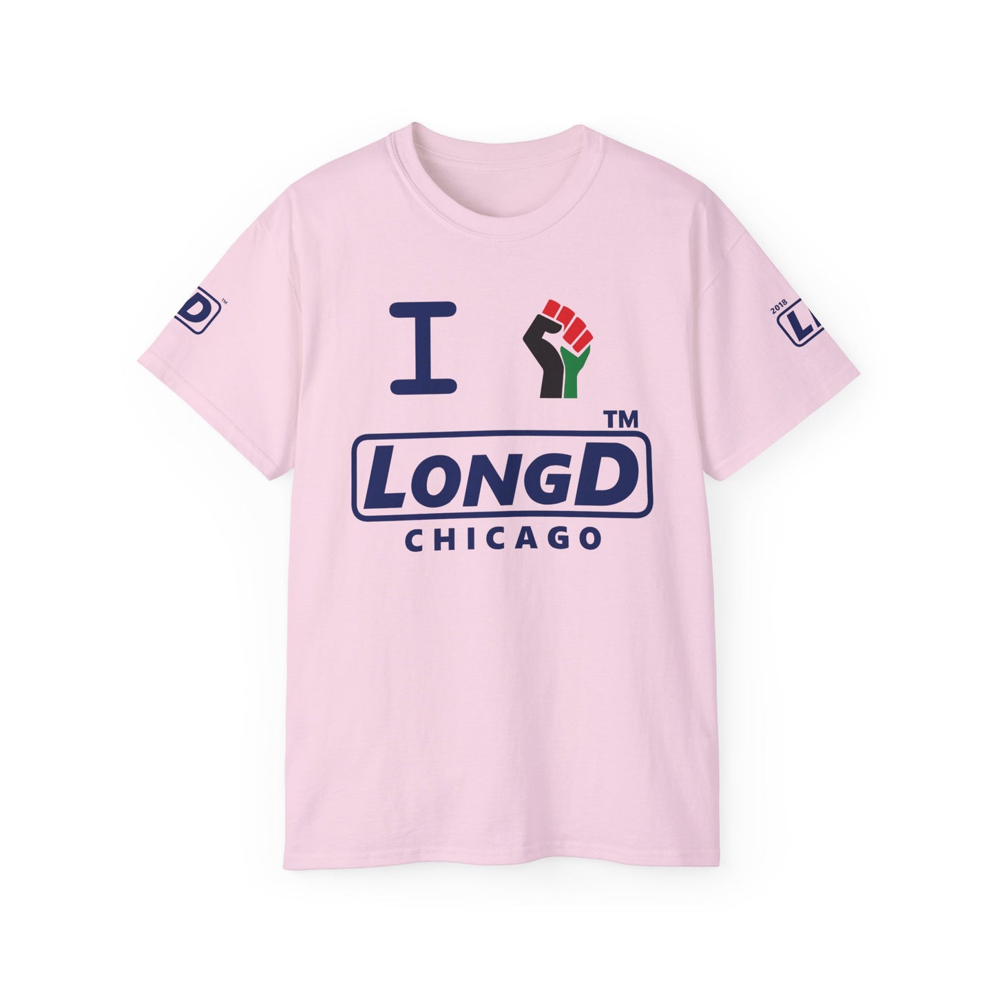 I fist LongD official Chicago logo 4-print cotton tee with multicolored fist