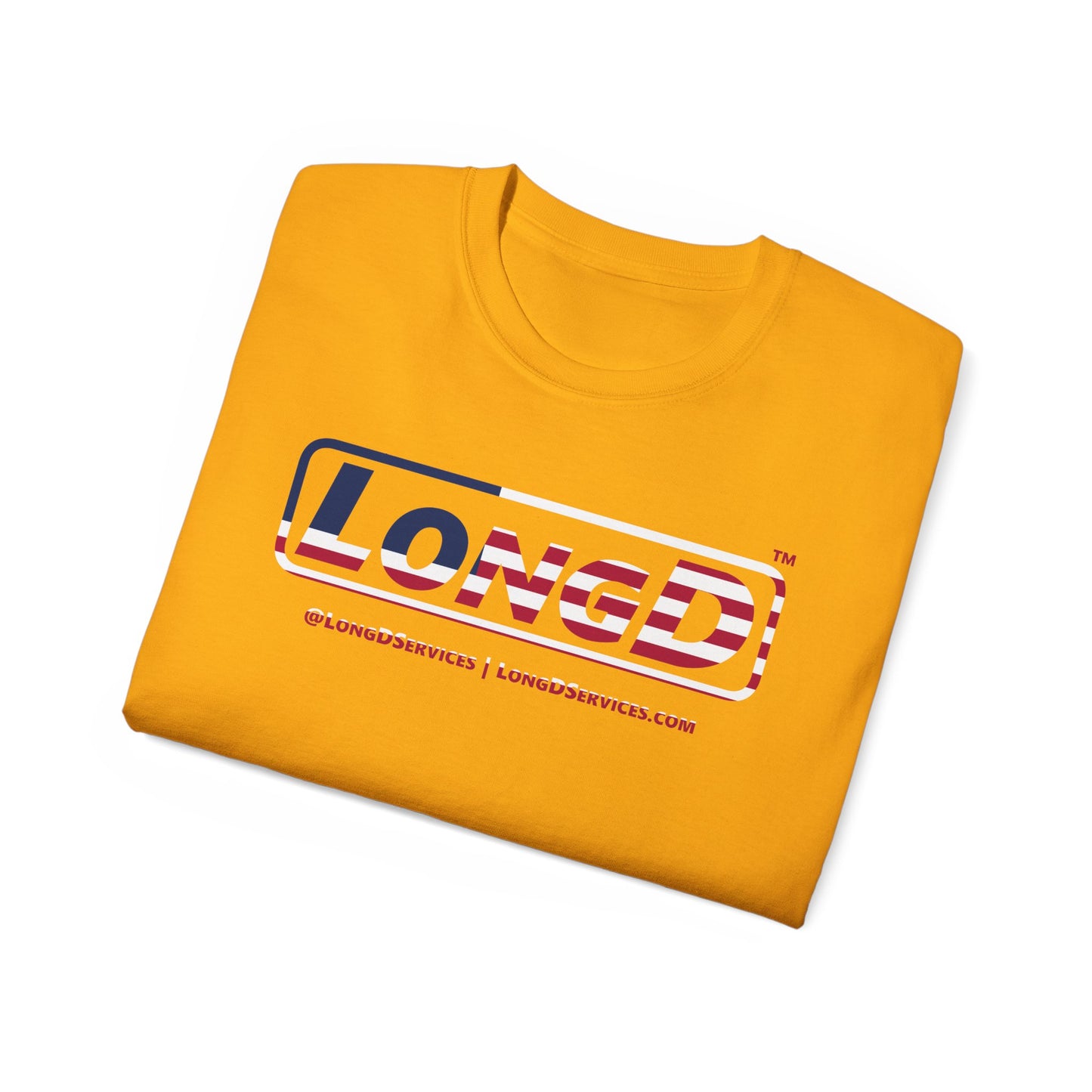 LongD® Logo Cotton Tee Red, White and Blue positive flag