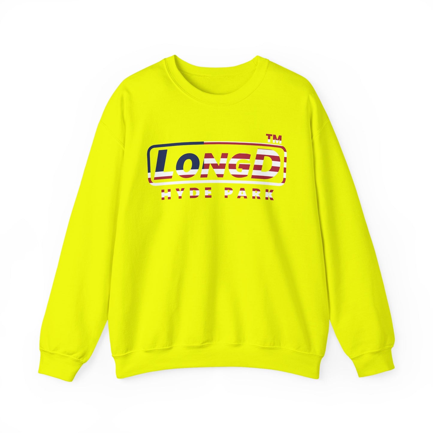 LongD positive flag Hyde Park logo crewneck sweatshirt (patriotic colors)