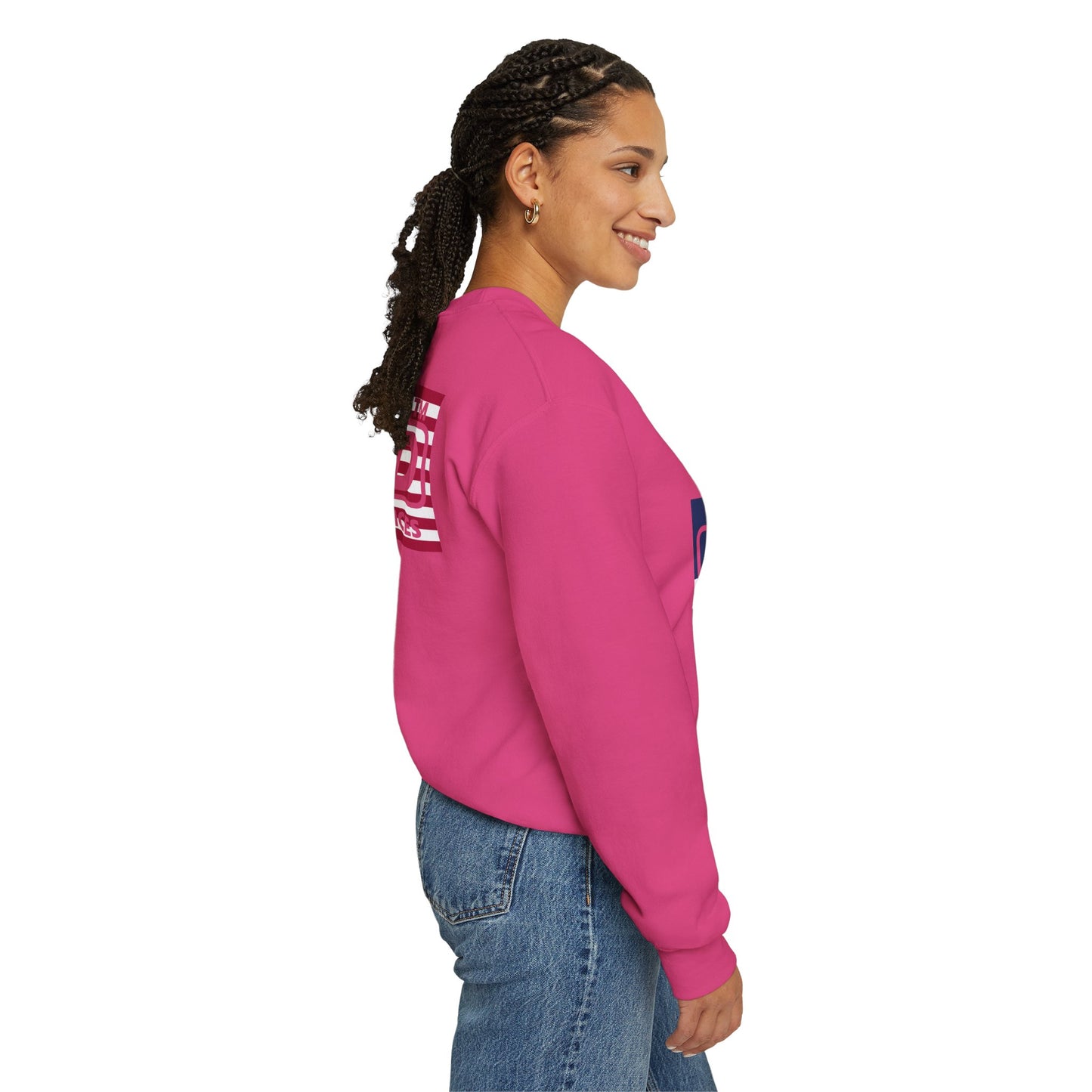 I firecracker LongD negative flag front-back tag-domain logo crewneck sweatshirt
