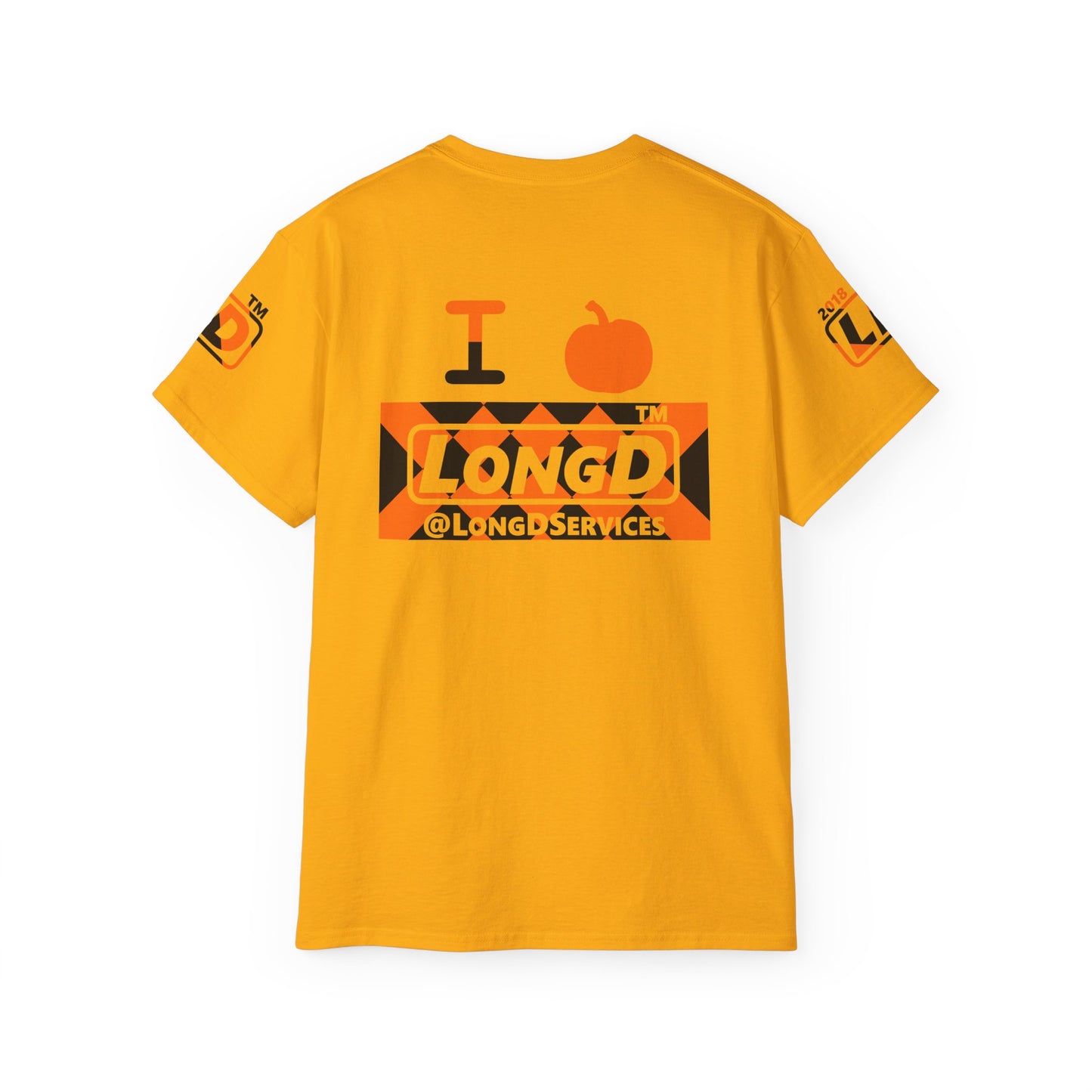 I pumpkin LongD Tag negative stylized argyle 4-print logo cotton tee