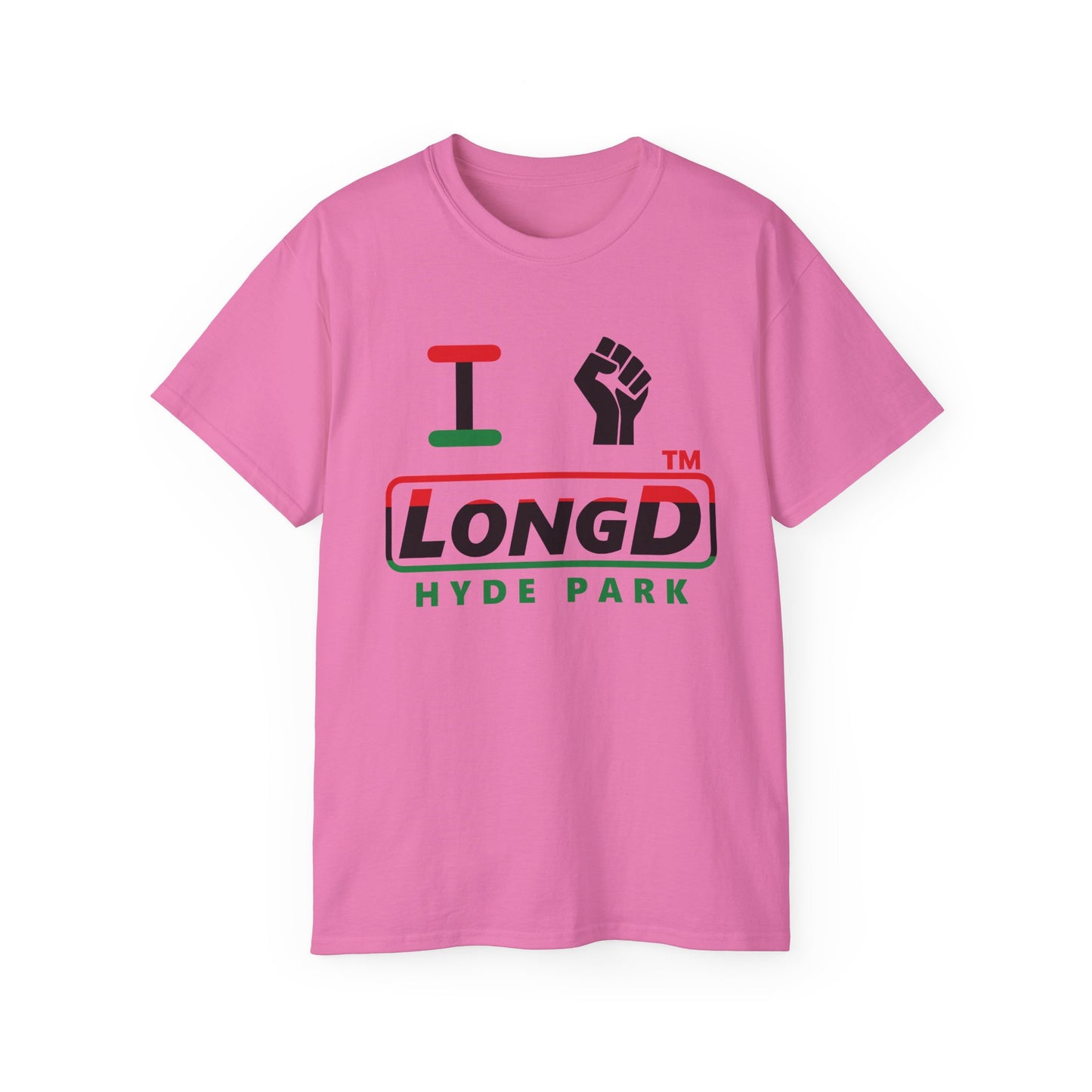I fist LongD positive horizontal 3-striped Hyde Park logo cotton tee