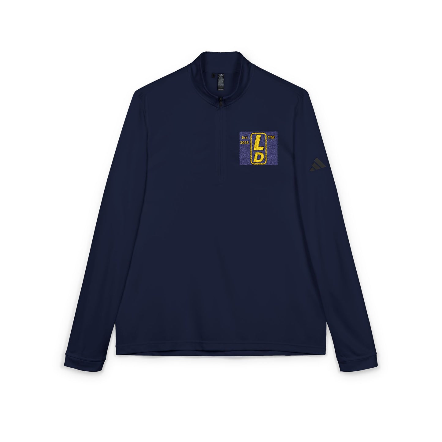 Embroidered adidas® Quarter-Zip pullover official reverse logo upright initials
