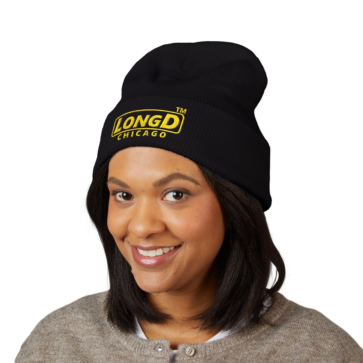 Embroidered Classic Cuffed Beanie Reverse Basic Chicago Logo