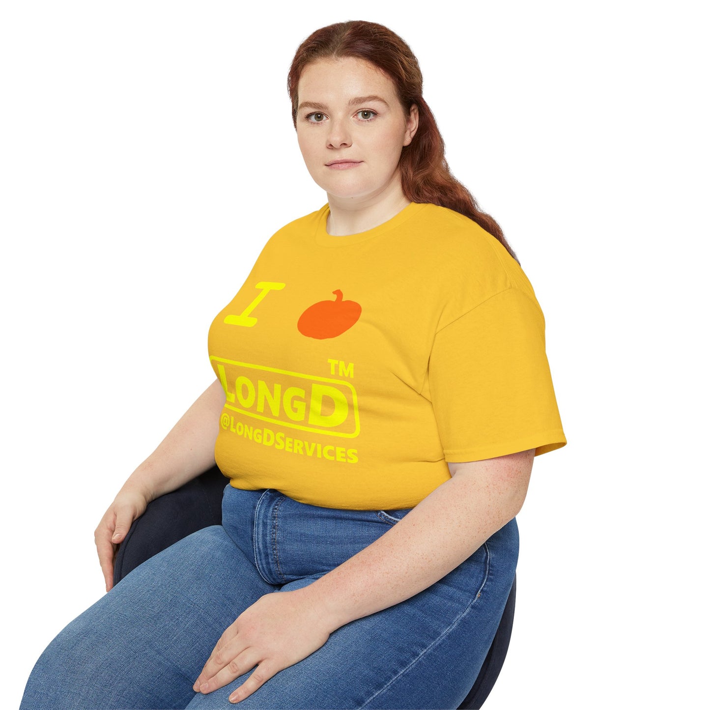 I Pumpkin LongD® Logo Cotton Tee positive yellow basic tag logo