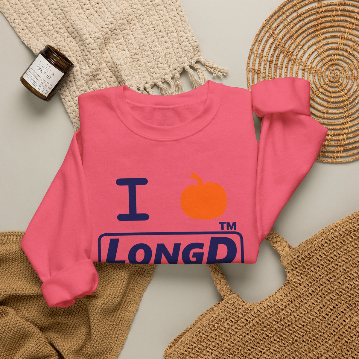 I pumpkin LongD Chicago positive basic Navy (002060) logo crewneck sweatshirt
