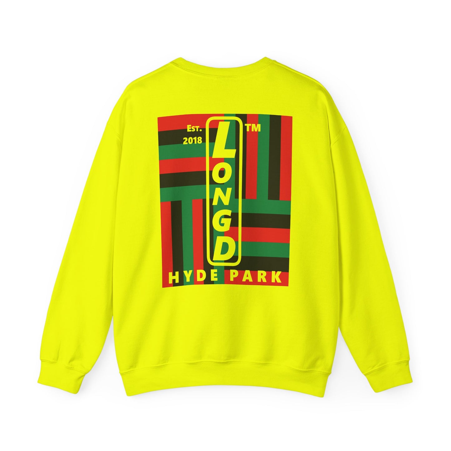 I Fist LongD negative windmill Hyde Park upright front-back logo crewneck sweatshirt