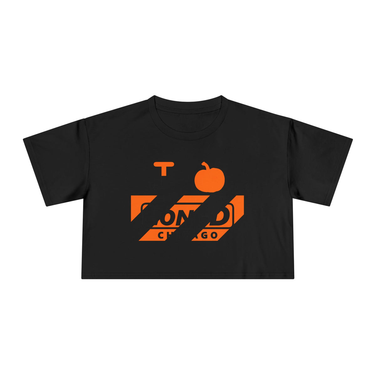 I pumpkin LongD Chicago negative diagonal 6-striped logo crop tee