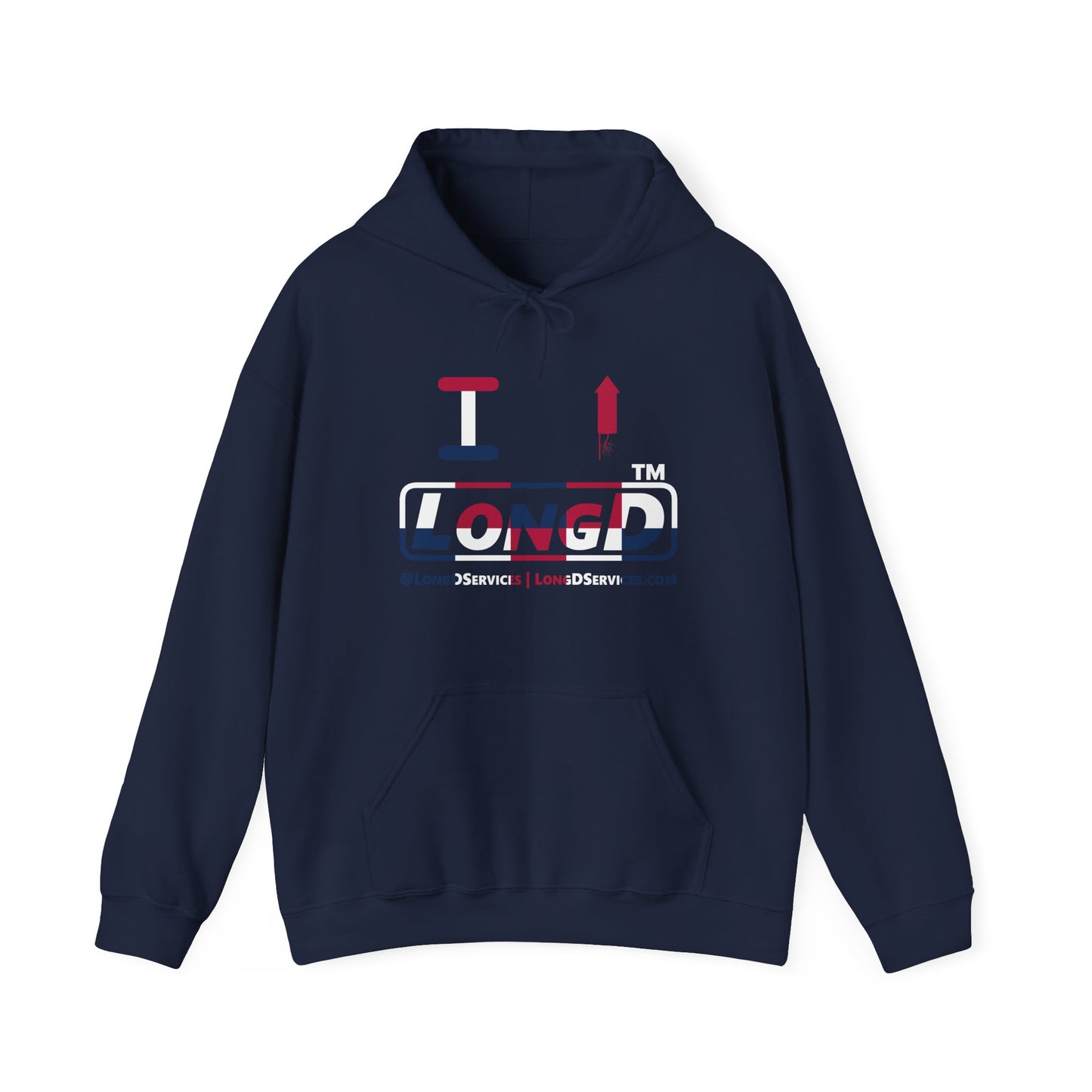 I firecracker LongD® positive 2x5 tag-domain logo hoodie