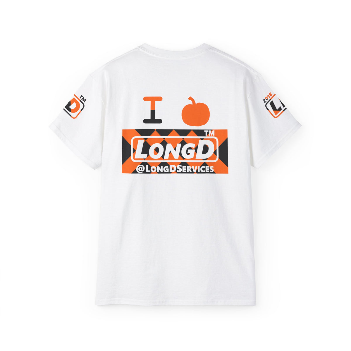 I pumpkin LongD Tag negative stylized argyle 4-print logo cotton tee