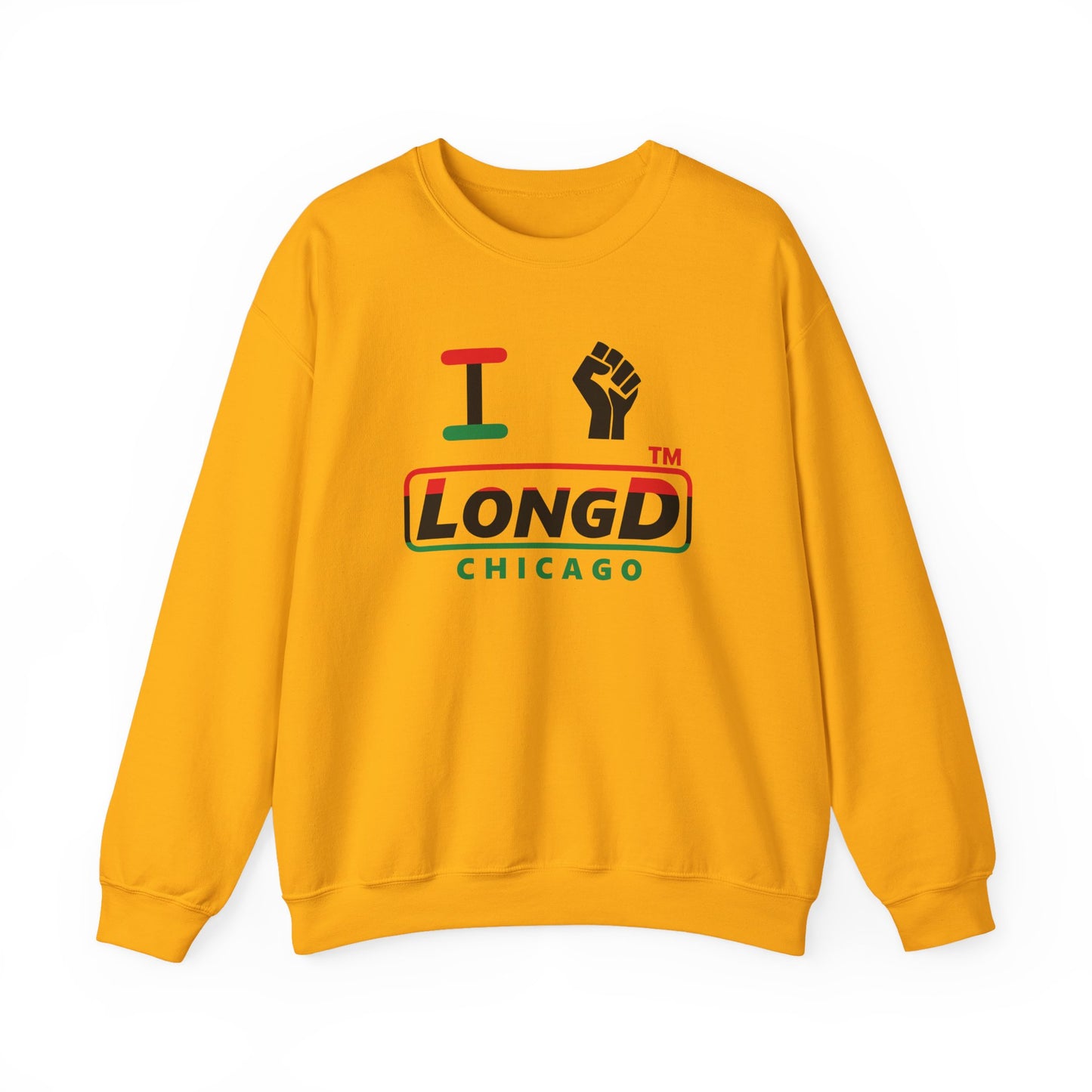 I fist LongD positive horizontal 3-striped Chicago logo crewneck sweatshirt