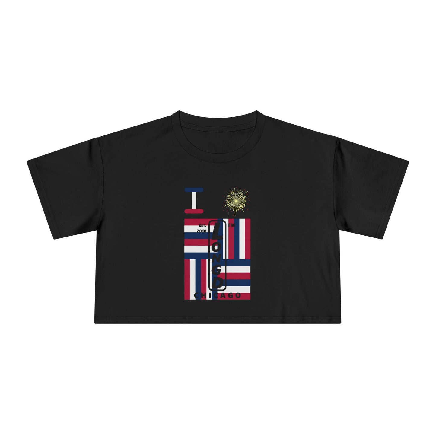I burst LongD negative windmill upright front-reversed back Chicago logo crop tee