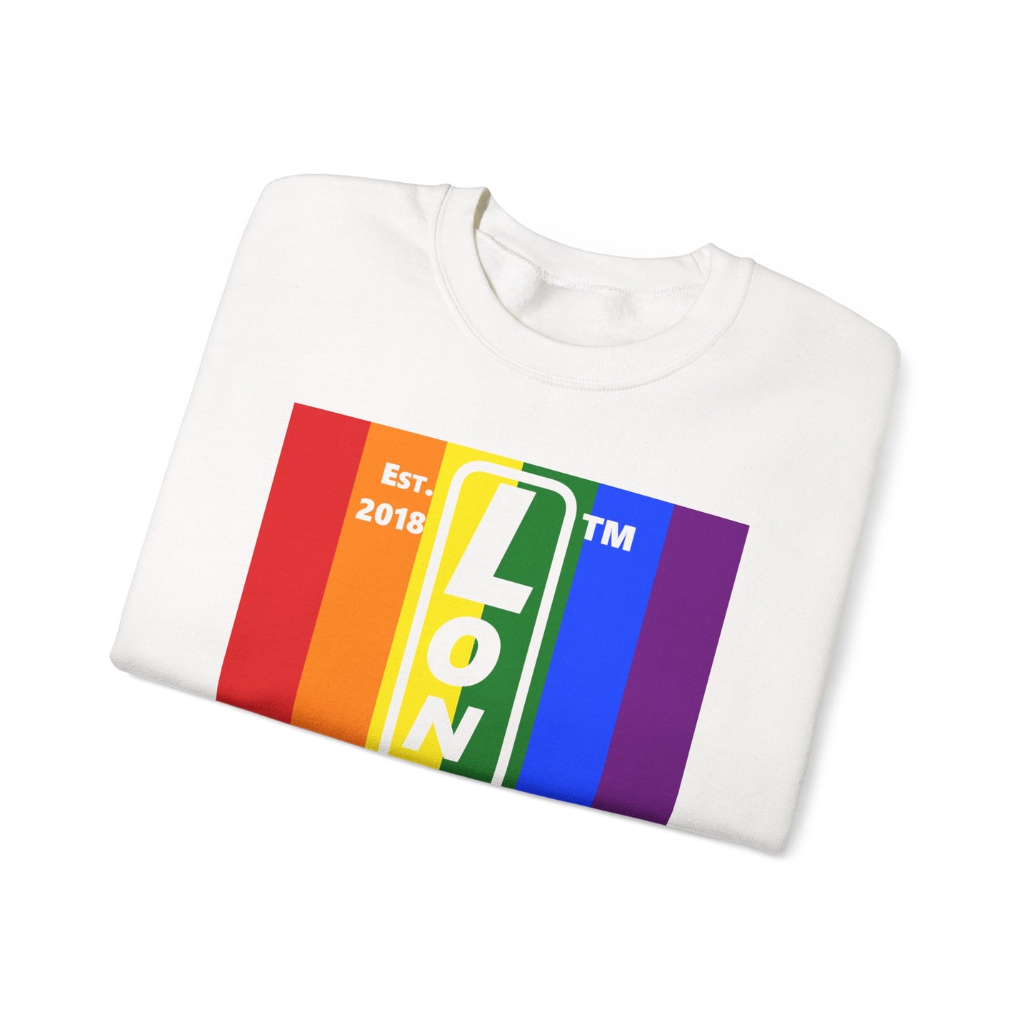 LongD negative cropped flag Hyde Park upright logo crewneck sweatshirt (Pride colors)