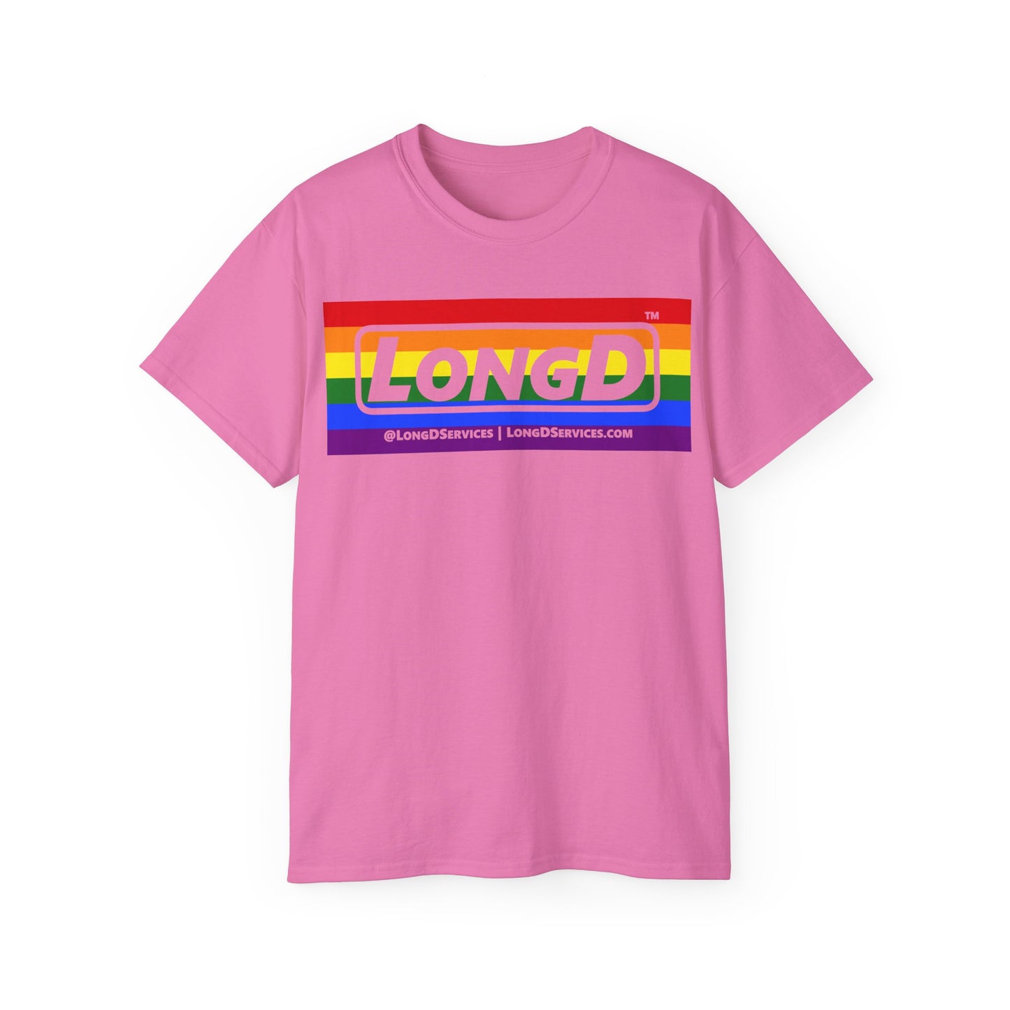 LongD® Logo Cotton Tee Pride striped negative text