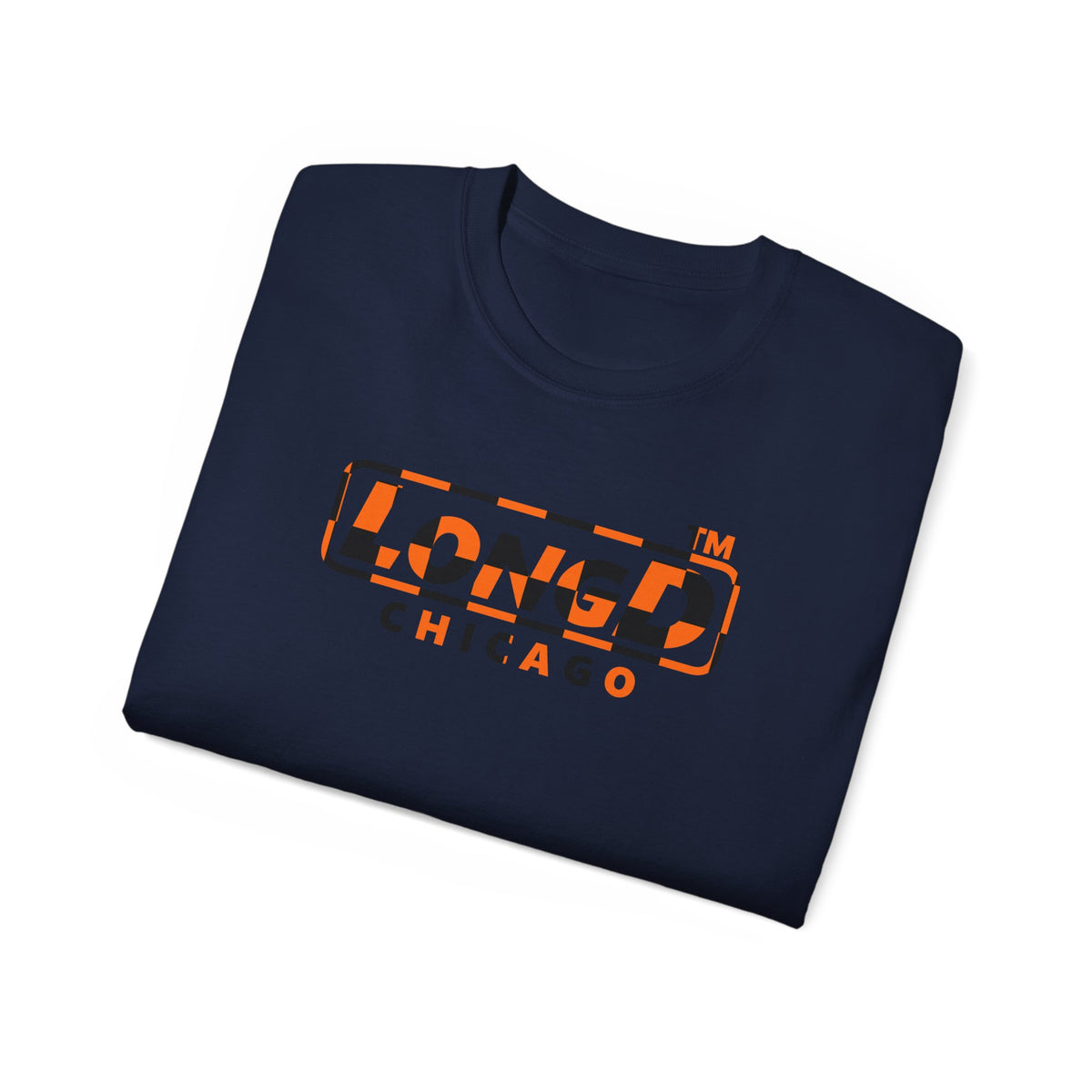 LongD Chicago positive checkered logo (Halloween colors) cotton tee