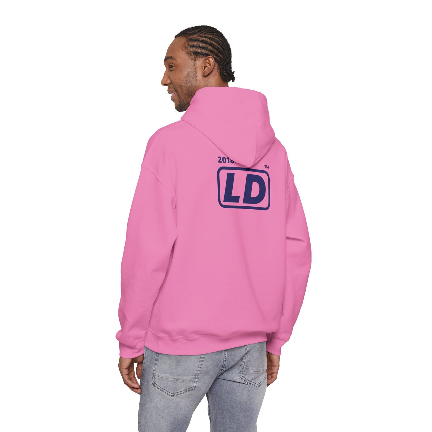 LongD® positive vertical striped single-breasted front-back Hyde Park logo hoodie (Pride colors)