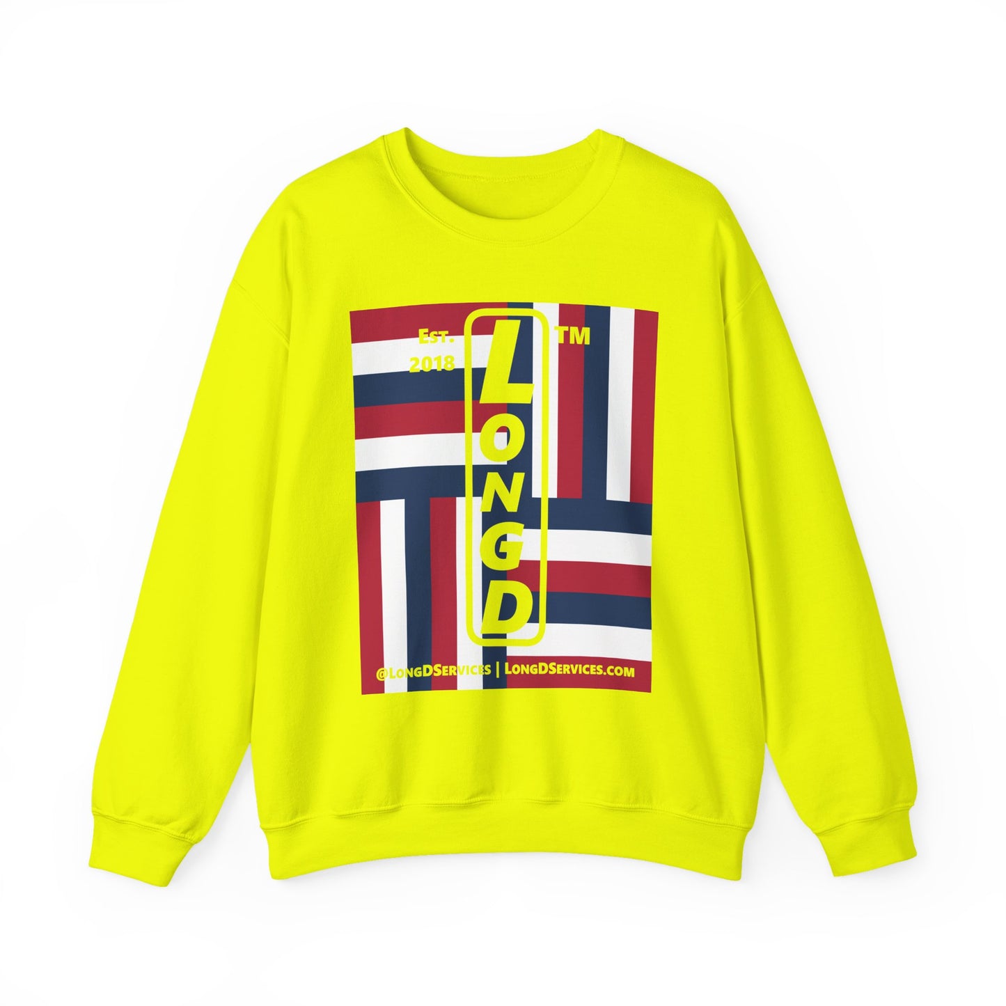 I Burst LongD negative windmill tag-domain upright front-back logo crewneck sweatshirt