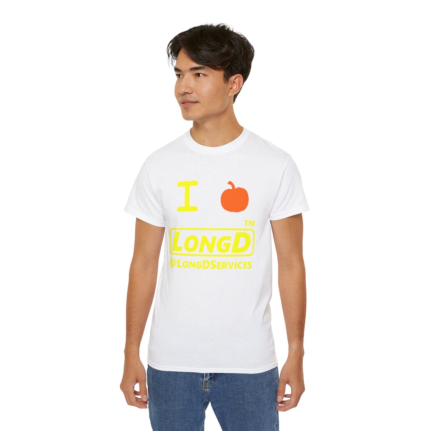 I Pumpkin LongD® Logo Cotton Tee positive yellow basic tag logo
