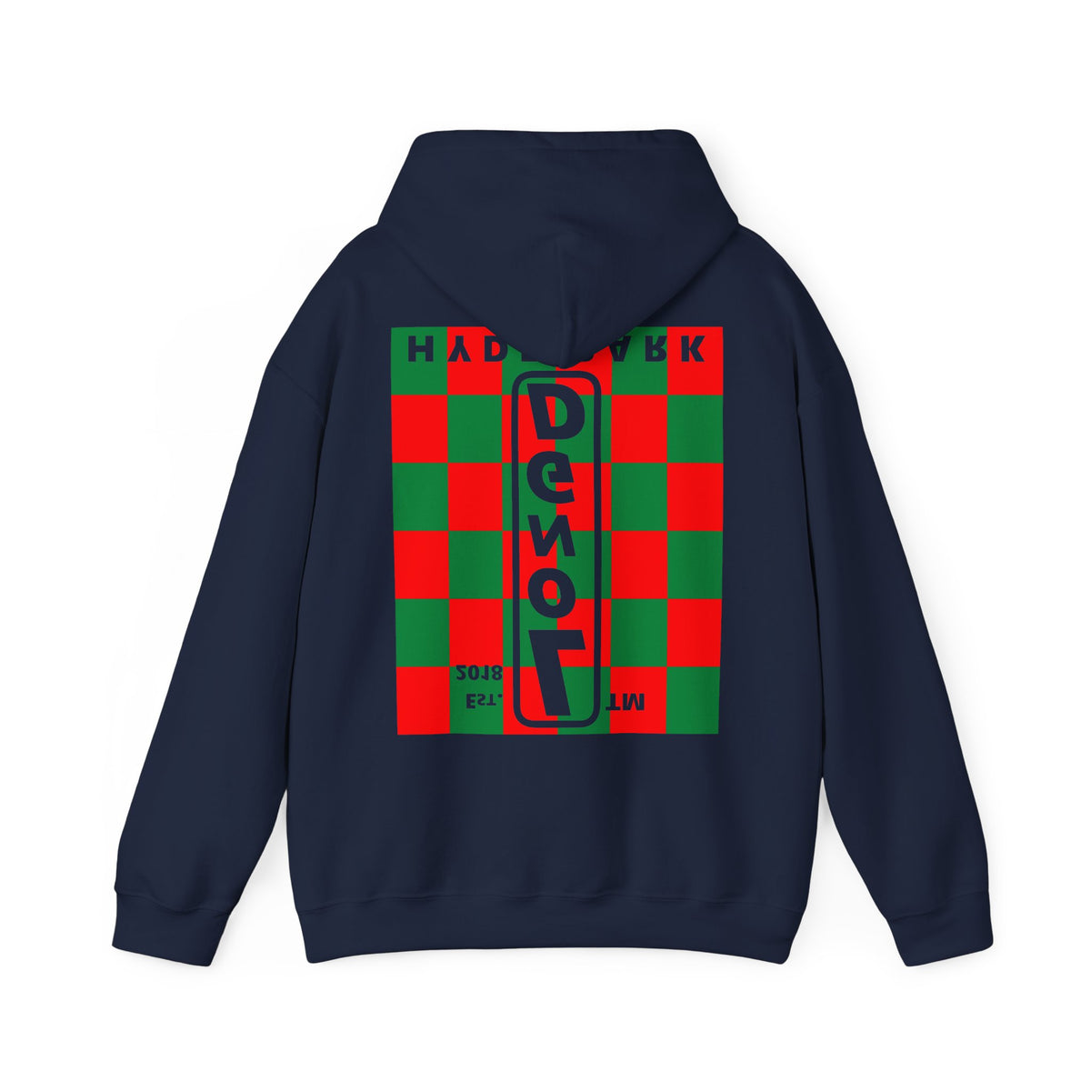 LongD Hyde Park negative upright checkered front-back logo (Xmas colors) hoodie