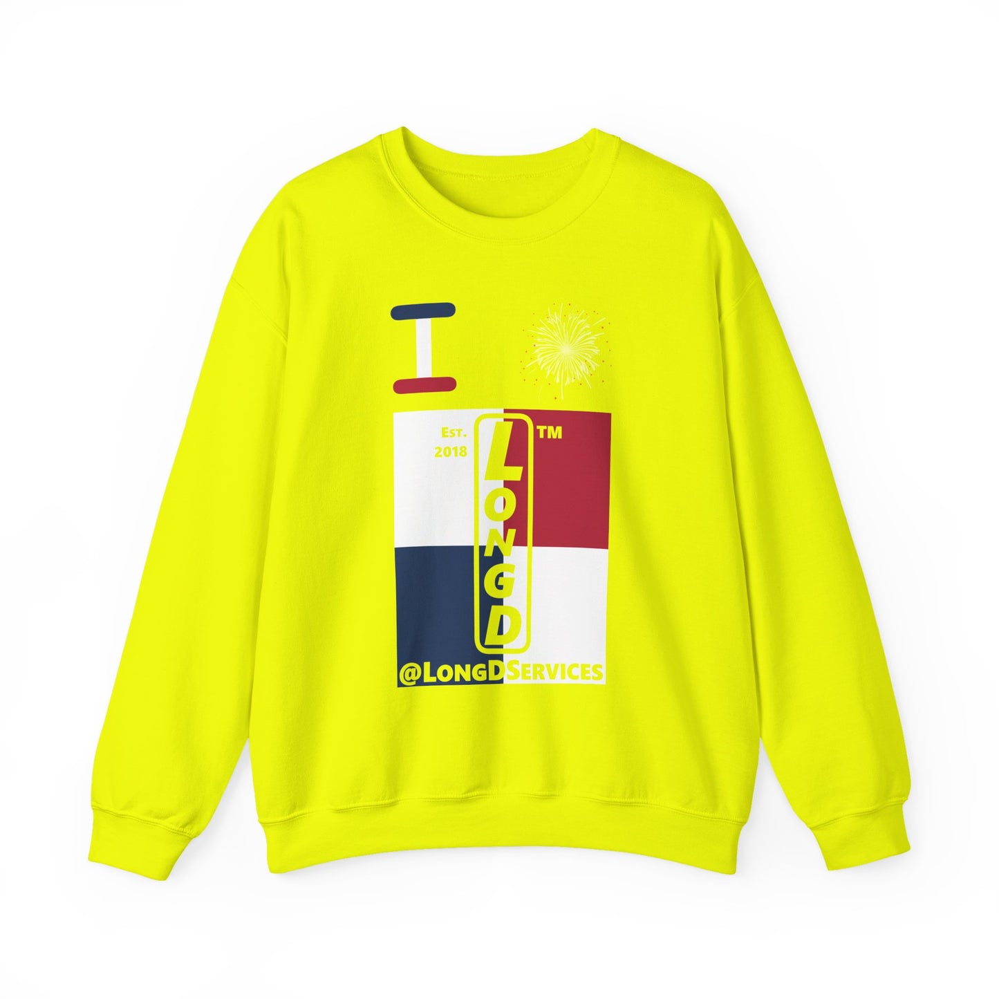 I Burst LongD negative quarters tag upright logo crewneck sweatshirt