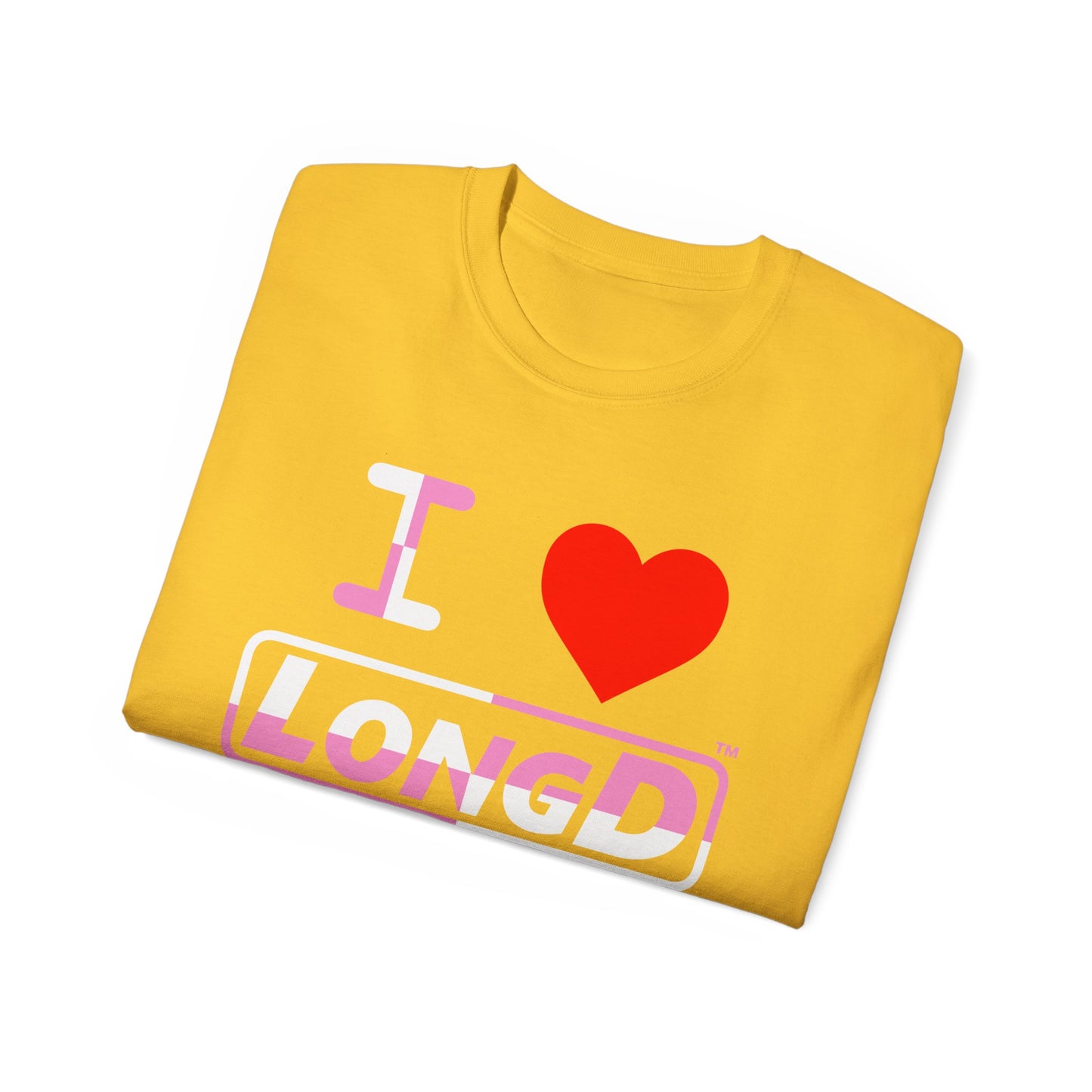 I Luv LongD Logo Cotton Tee (Valentines pink/white quarter split text)