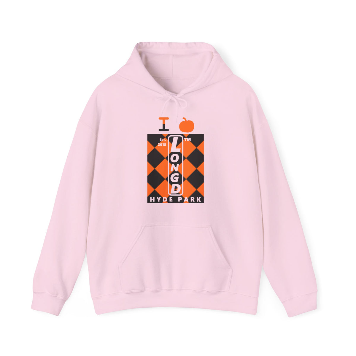 I pumpkin LongD Hyde Park negative upright argyle logo hoodie