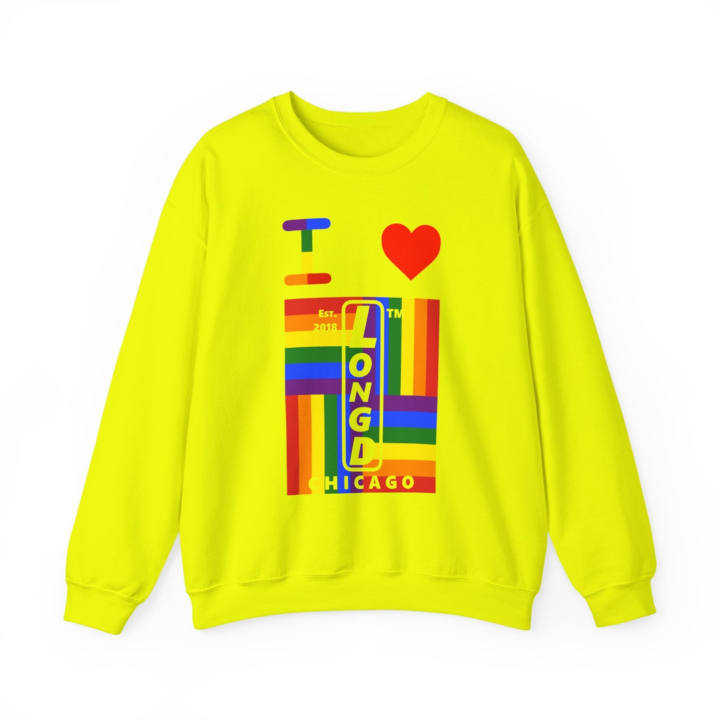 I Luv LongD negative windmill Chicago upright logo crewneck sweatshirt
