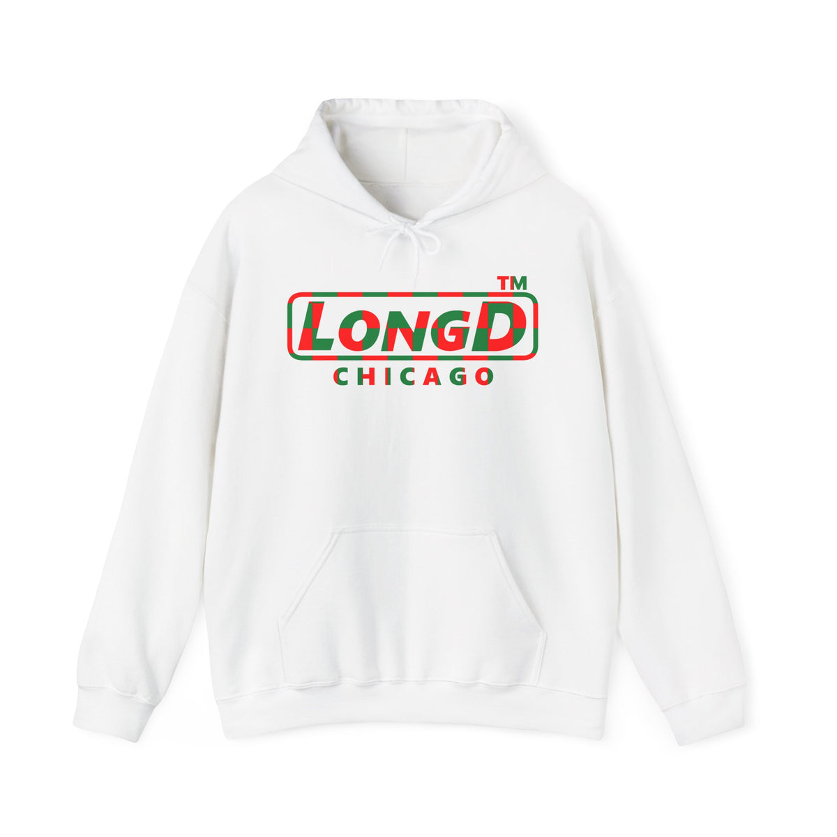LongD Chicago positive checkered logo (Xmas colors) hoodie