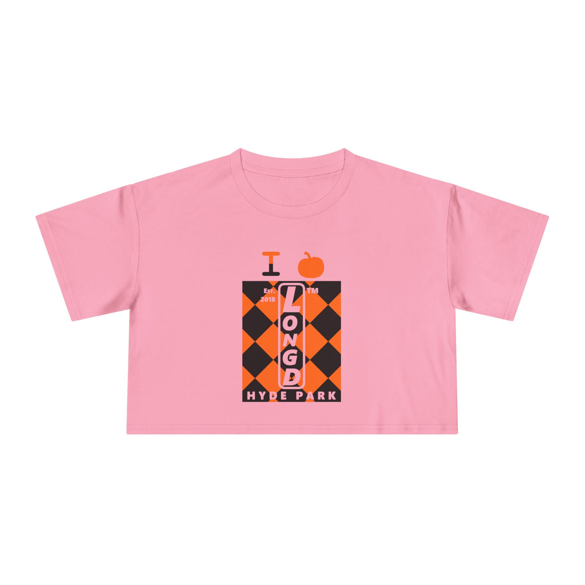 I pumpkin LongD Hyde Park negative upright argyle logo crop tee