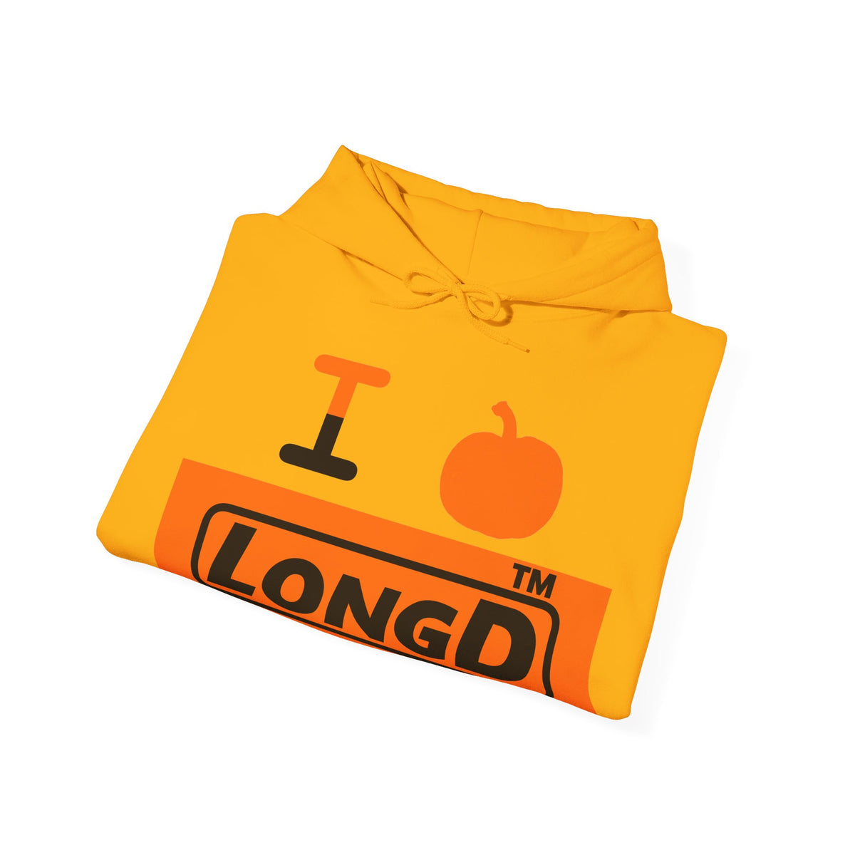 I pumpkin LongD Tag logo positive black on negative orange hoodie