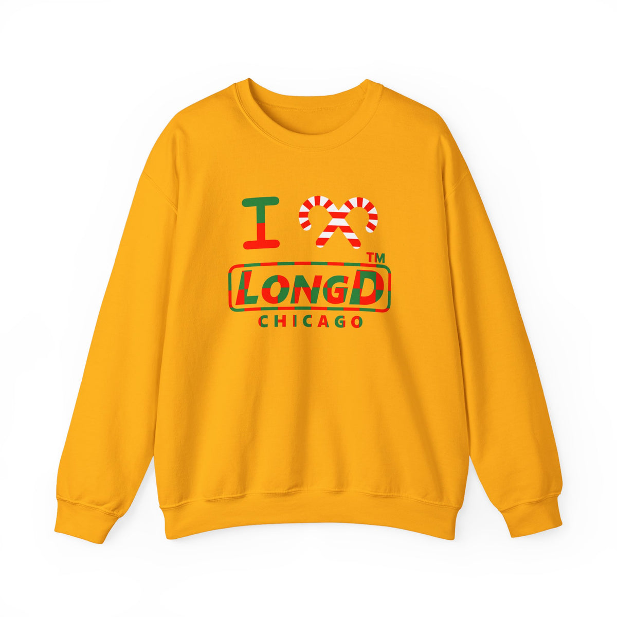 I candy cane LongD Chicago positive checkered logo crewneck sweatshirt