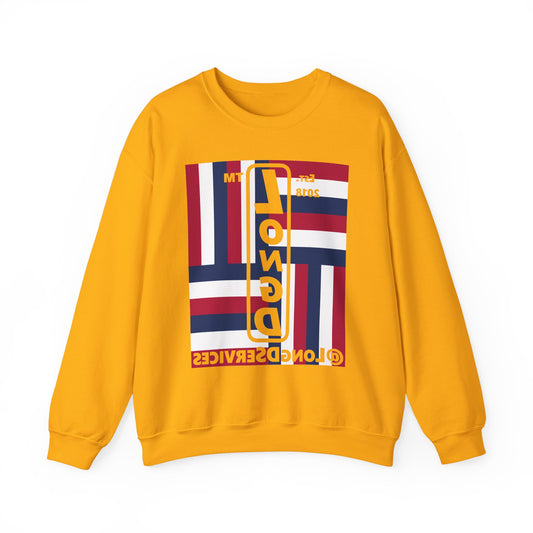 LongD negative rotated windmill tag front-back upright logo crewneck sweatshirt (patriotic colors)