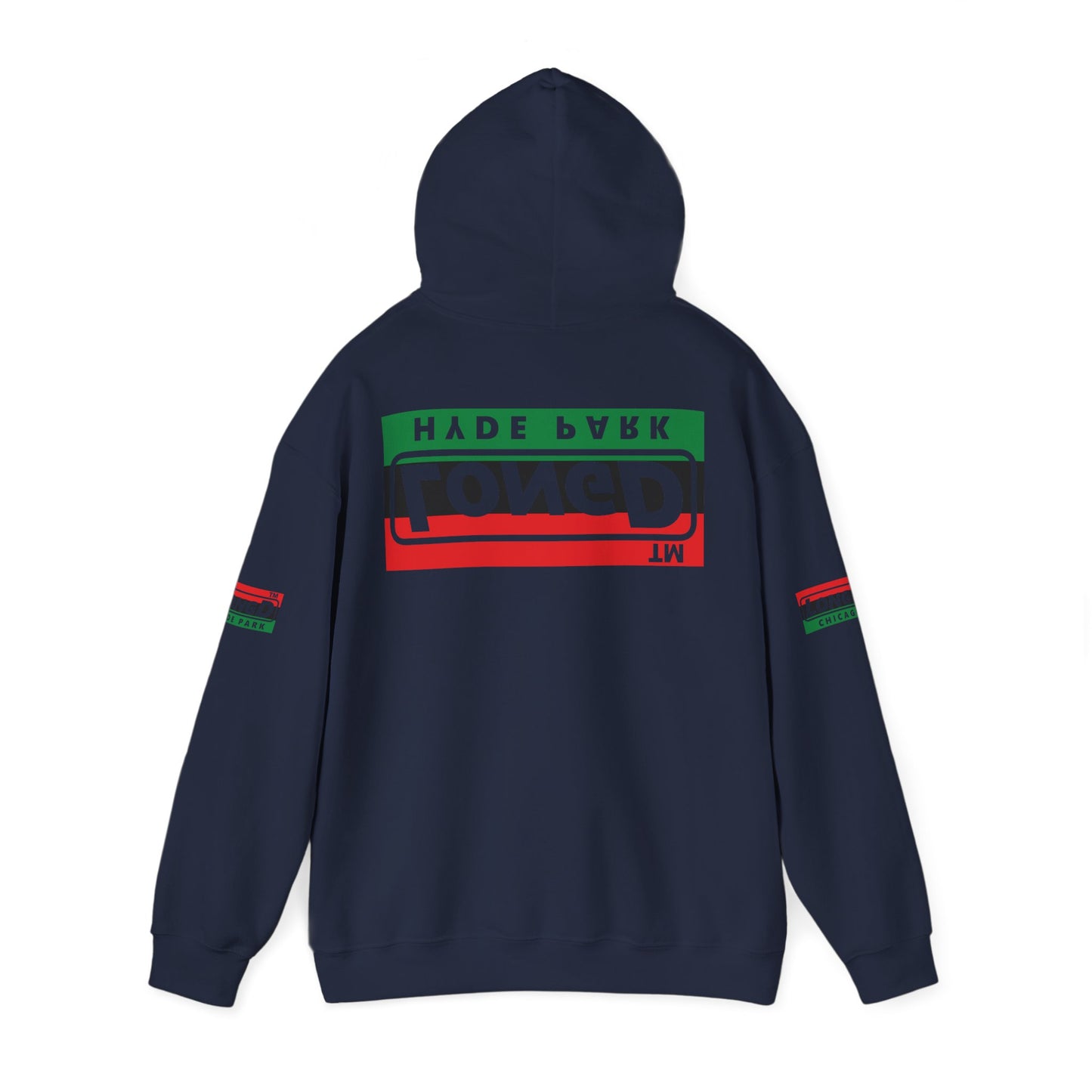 LongD® basic official Hyde Park 4-print flipped-back logo Hoodie (Juneteenth colors)