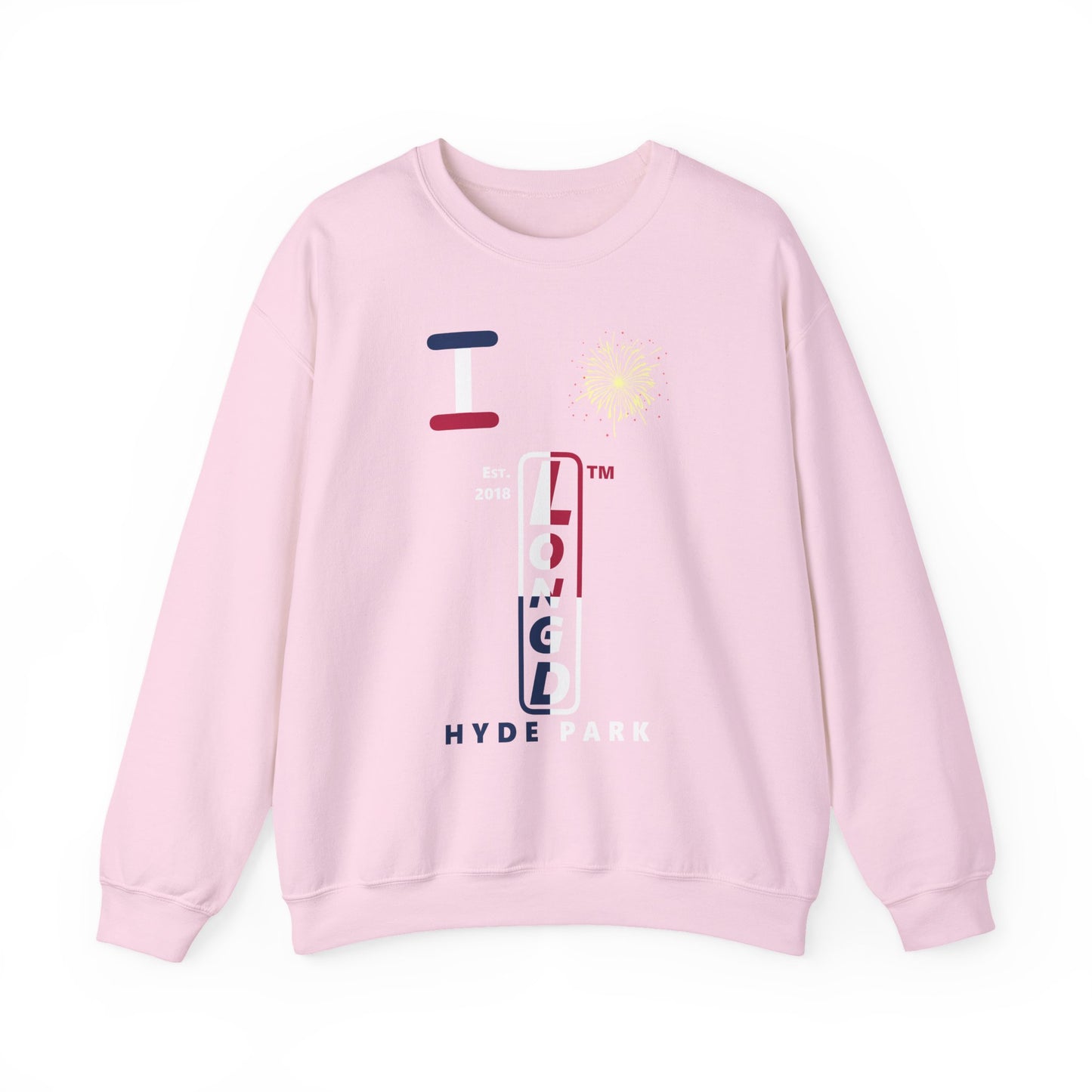 I Burst LongD positive quarters Hyde Park upright logo crewneck sweatshirt