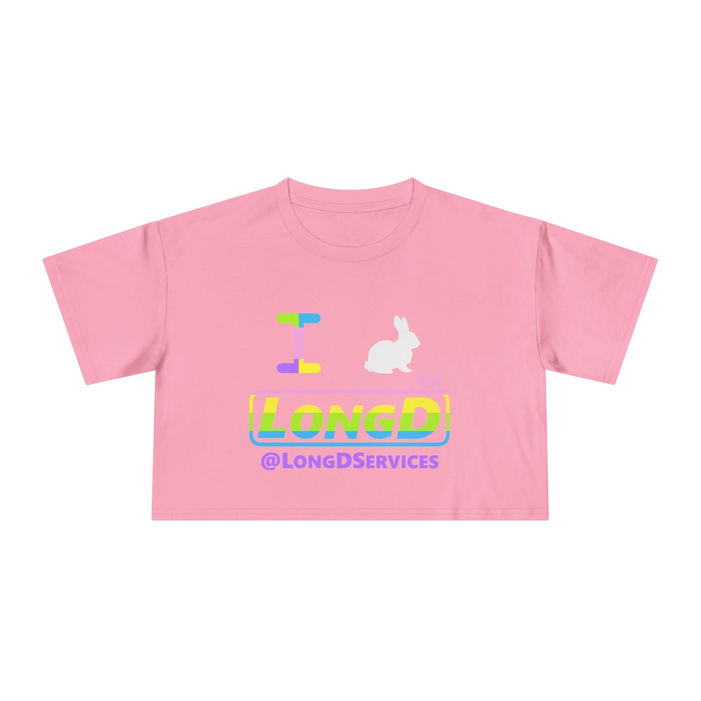 I Bunny LongD positive horizontal striped Tag Logo Crop Tee
