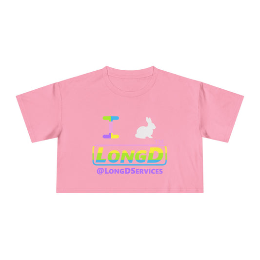 I Bunny LongD positive horizontal striped Tag Logo Crop Tee