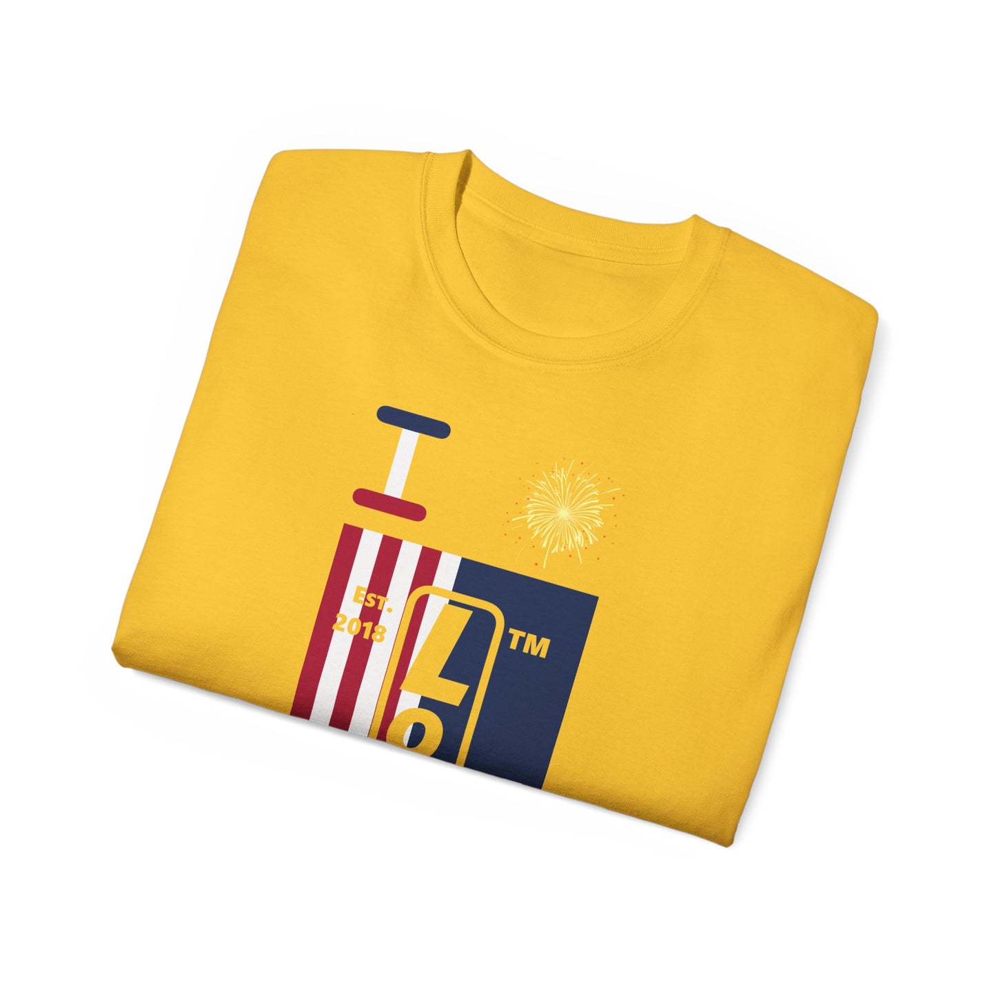 I Burst LongD cotton tee negative flag Chicago upright logo (Patriotic colors)