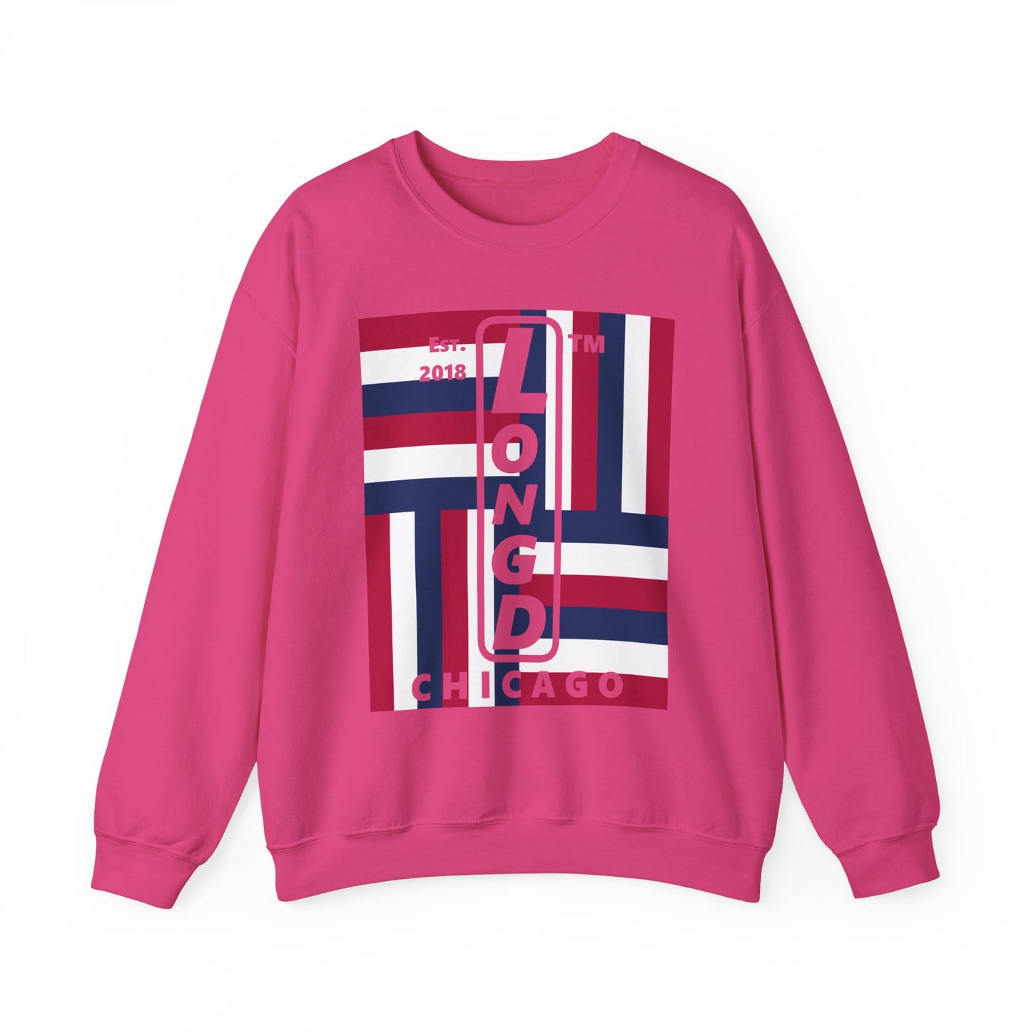 LongD negative windmill Chicago logo crewneck sweatshirt (patriotic colors)