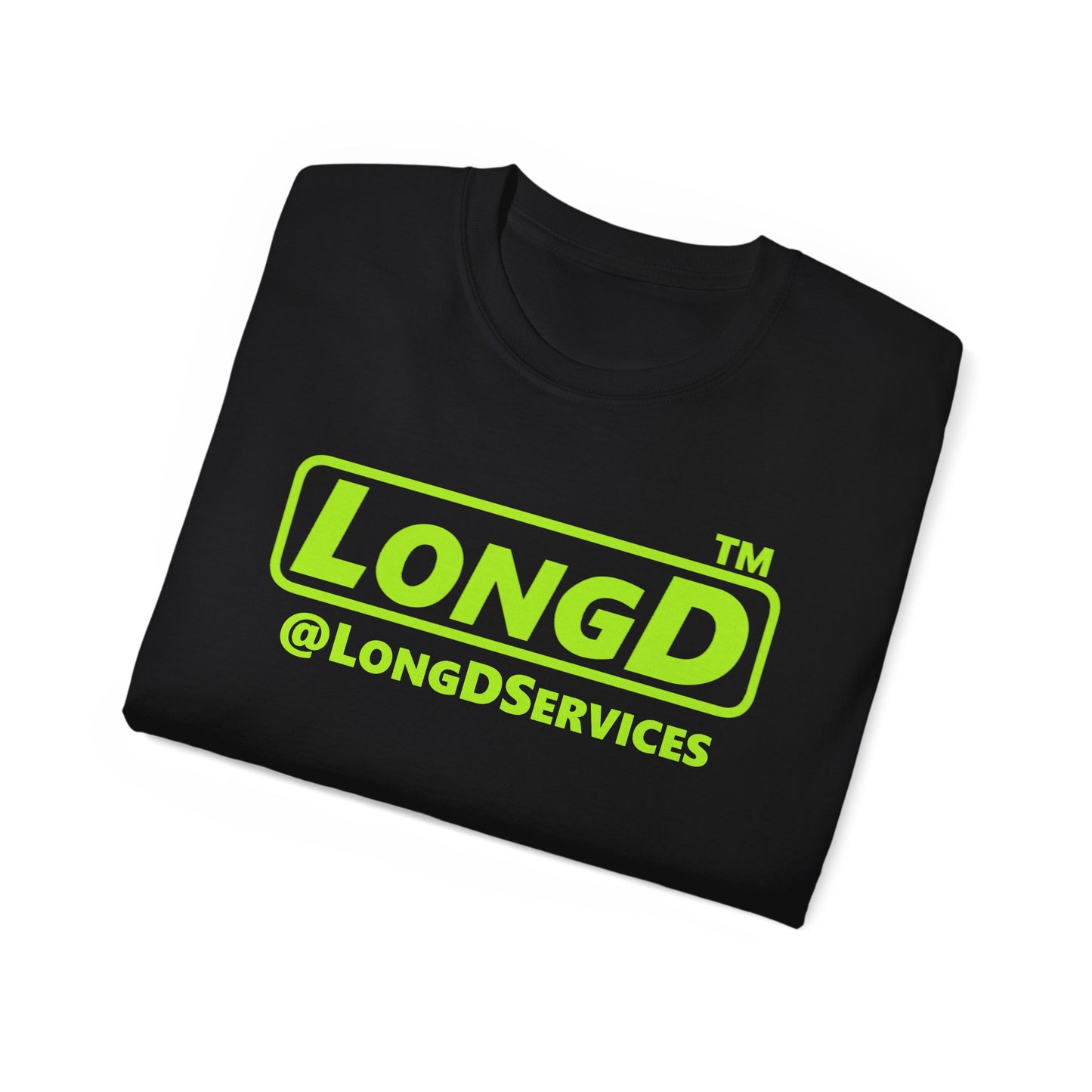 LongD® positive lime green Tag Logo Cotton Tee
