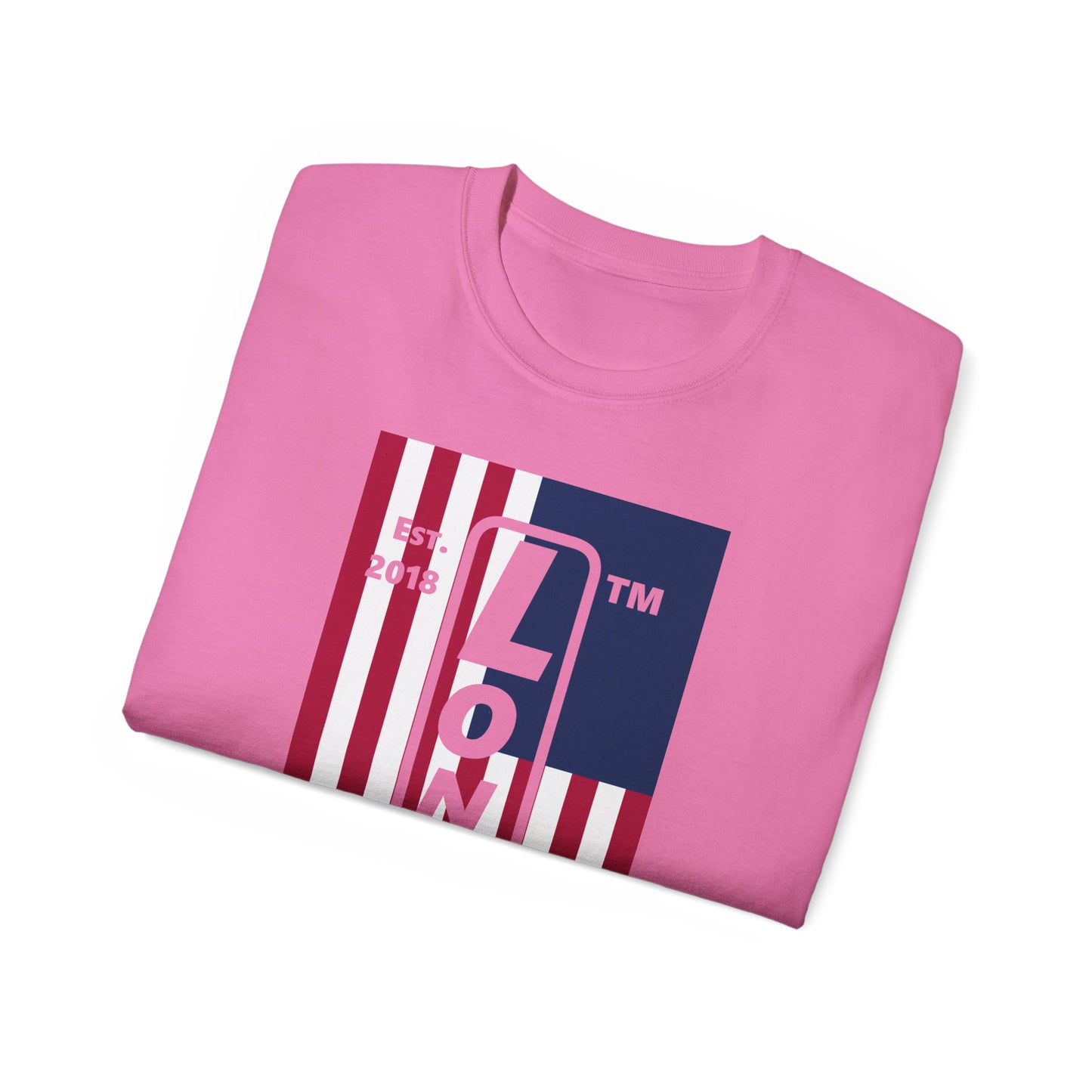 LongD cotton tee negative flag Chicago upright logo (Patriotic colors)